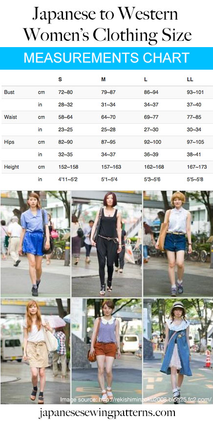 Japanese sewing patterns - Japanese Clothing Size Conversion Chart